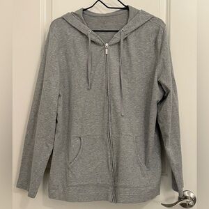 Karen Scott Heather Gray Sport Zip Up Hoodie with Pockets XL